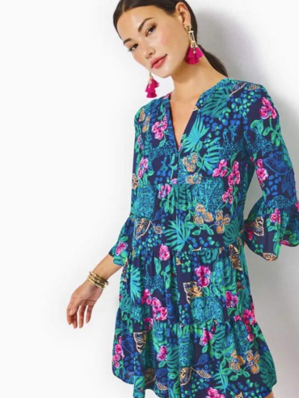 Lilly Pulitzer Gabriel dress low tide navy life of the party print size 4 preppy